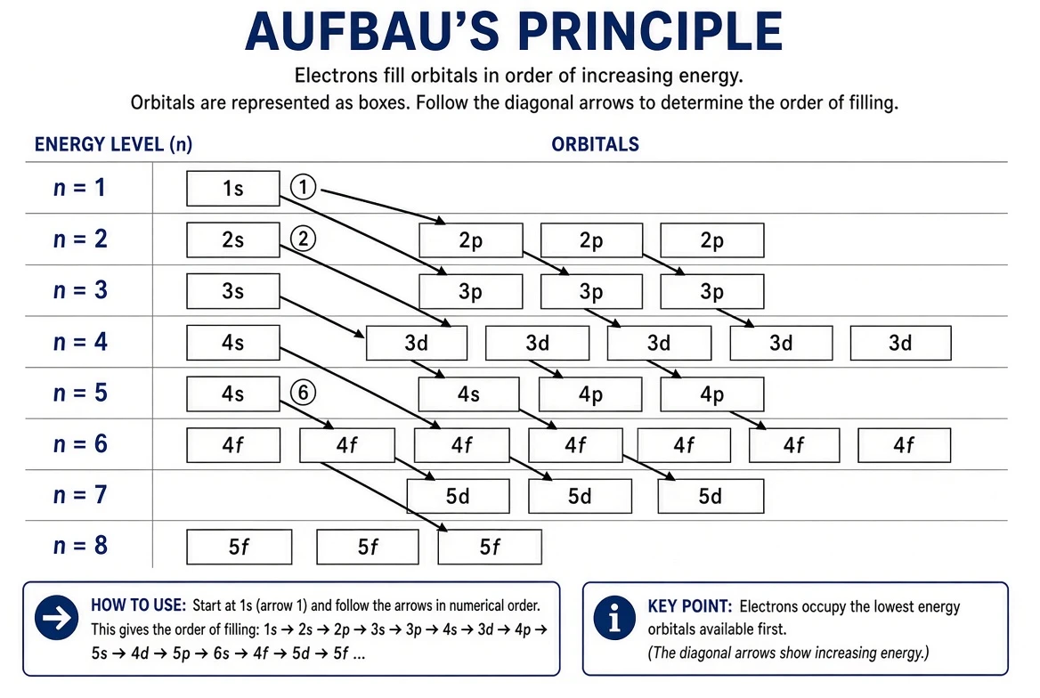 Aufbau's Principle — order of filling of sub-shells