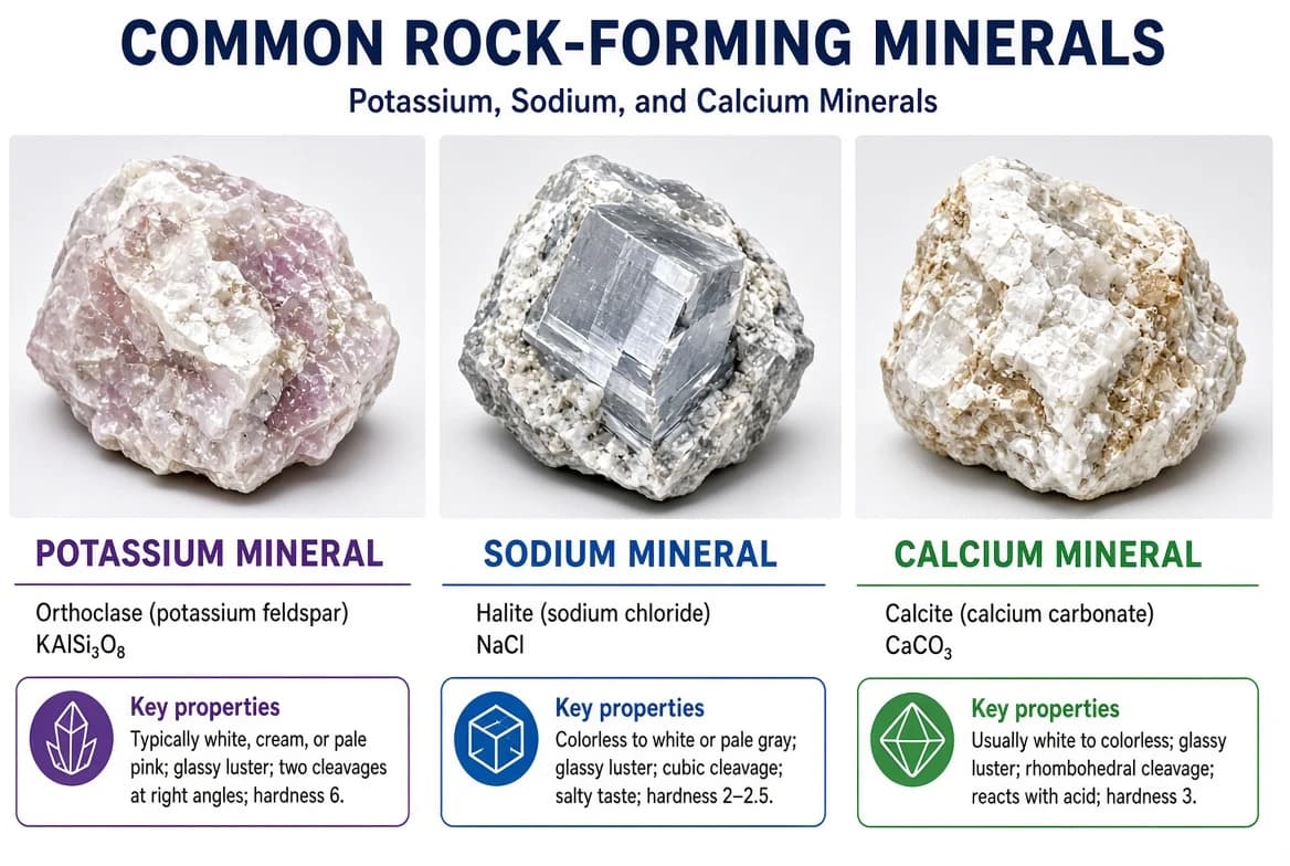 Picture 17.2: Potassium, sodium, and calcium rock samples
