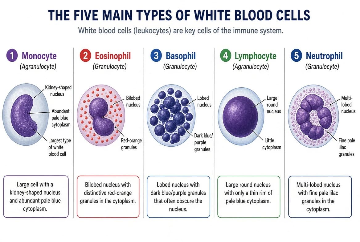 Types of white blood cells
